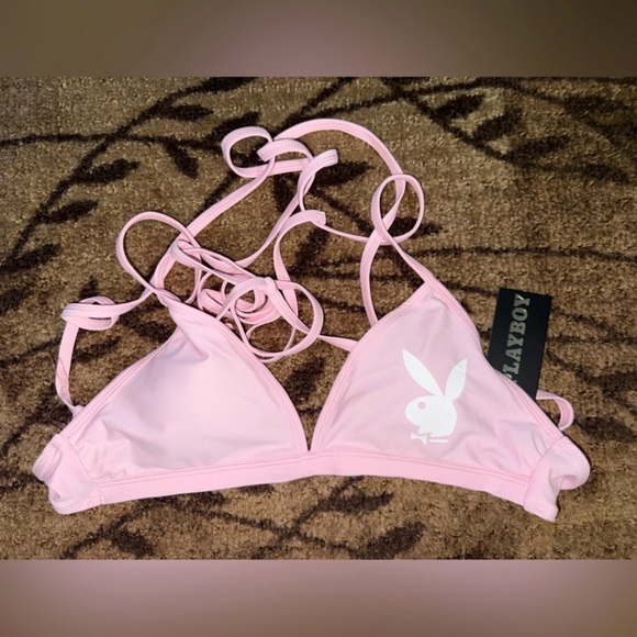PLAYBOY Other - PLAYBOY Triangle Bikini Top- L. Pink Size Medium NWT